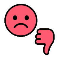 Red face with a sad reaction and a thumb pointing downwards